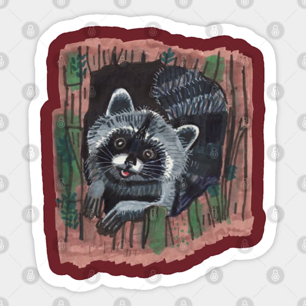 Funny Raccoon Sticker by Mila-Ola_Art